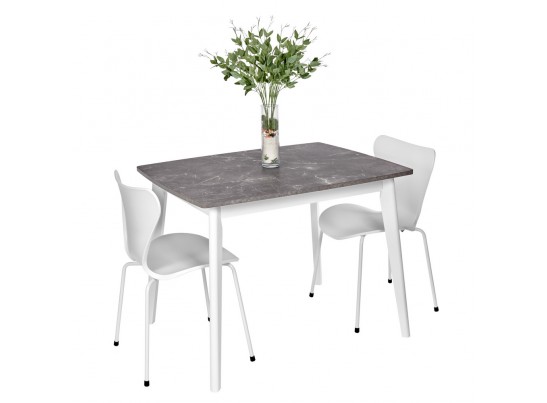 Стол Oslo раскладной 100-130x80x76см, Мрамор Сиена, белый в Каменске-Уральском