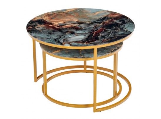 Набор кофейных столиков Tango космический с ножками матовое золото, 2шт в Каменске-Уральском