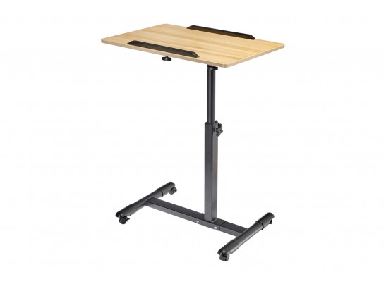 Стол многофункциональный на колёсах, 60x40 см, «РОЛЛИНГ»1 ножка, регул.высота, наклон столешницы, ограничит., мдф, металл, св.дерево, черный в Каменске-Уральском