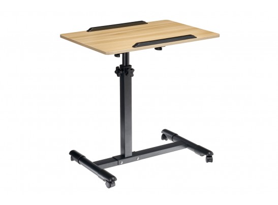 Стол многофункциональный на колёсах, 60x40 см, «РОЛЛИНГ»1 ножка, регул.высота, наклон столешницы, ограничит., мдф, металл, св.дерево, черный в Каменске-Уральском