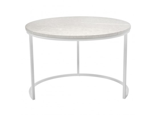 Набор кофейных столиков Tango бежевый мрамор с белыми ножками, 2шт в Каменске-Уральском