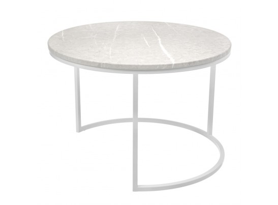 Набор кофейных столиков Tango бежевый мрамор с белыми ножками, 2шт в Каменске-Уральском