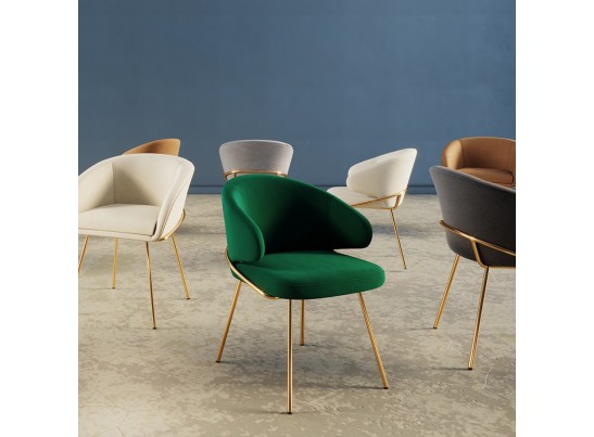 Стул-полукресло Emil кремовый с золотыми ножками в Каменске-Уральском