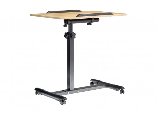 Стол многофункциональный на колёсах, 60x40 см, «РОЛЛИНГ»1 ножка, регул.высота, наклон столешницы, ограничит., мдф, металл, св.дерево, черный в Каменске-Уральском