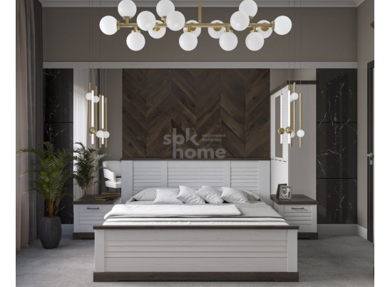 Кровать 1400, Кантри (1680*2095*1008) Сосна Андрерсен/Орех Риббек темный, 11403 в Каменске-Уральском