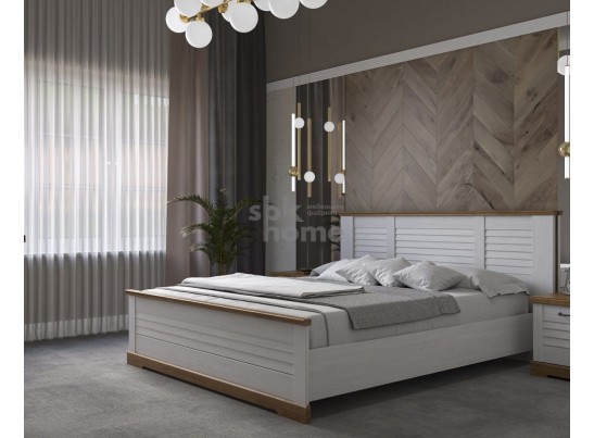 Кровать 1800, Кантри (2080*2095*1008) Сосна Андерсен, Орех Риббек натуральный, 11505 в Каменске-Уральском