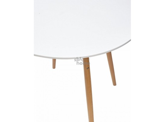 Стол 518-XWD-Y80 WHITE/ноги NATURAL D80 (800*800*740), 2280 в Каменске-Уральском