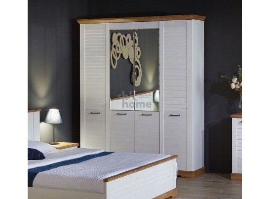 Шкаф 4-х дверный, Кантри (1860*558*2300) Сосна Андерсен, Орех Риббек натуральный, 11508 в Каменске-Уральском