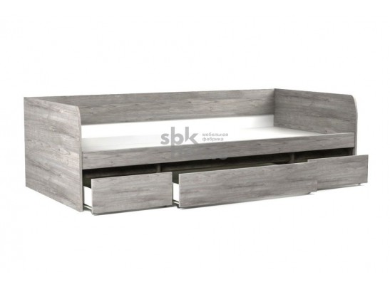 Кровать 900 с ящиками, Денвер (2042*952*600) Риббек серый, 11739 в Каменске-Уральском