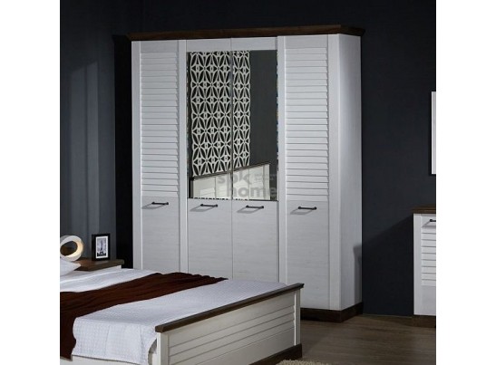 Шкаф 4-х дверный, Кантри (1860*558*2300) Сосна Андрерсен/Орех Риббек темный, 11408 в Каменске-Уральском