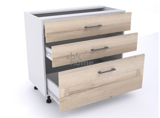 Стол с ящиками "Дублин"90 Дуб галифакс белый в Каменске-Уральском