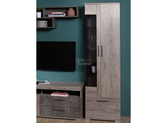 Пенал Д-3п со стеклом правый, Денвер (600*377*2020) Риббек серый, 31306 в Каменске-Уральском