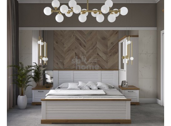 Кровать 1400, Кантри (1680*2095*1008) Сосна Андерсен, Орех Риббек натуральный, 11503 в Каменске-Уральском