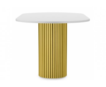 Деревянный стол Барон О 160 х 90 белая пленка шагрень / золотые ноги