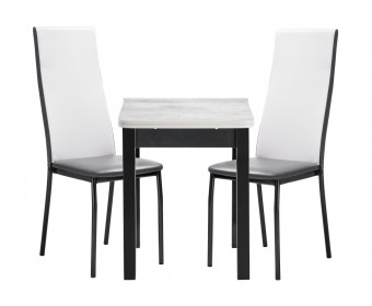Обеденная группа Блавир белый полимер / серый полимер / метрополитан грей / черный