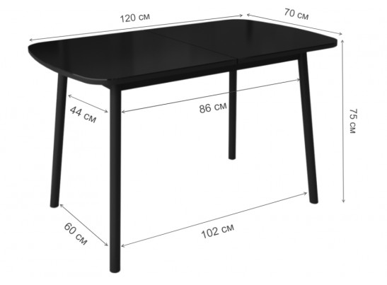 Стеклянный стол Агат черный / черный в Каменске-Уральском