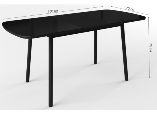 Стеклянный стол Агат черный / черный в Каменске-Уральском