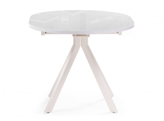 Стеклянный стол Ален 90(120)х90х75 белый в Каменске-Уральском