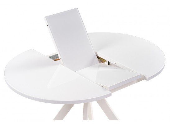 Стеклянный стол Ален 90(120)х90х75 белый в Каменске-Уральском