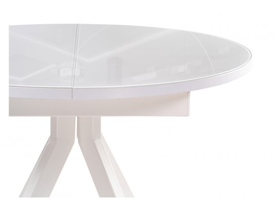 Стеклянный стол Ален 90(120)х90х75 белый в Каменске-Уральском