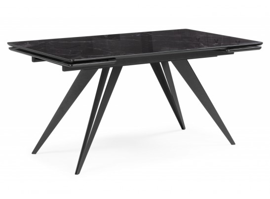 Стеклянный стол Дарвин 140(200)х80 черный мрамор / черный в Каменске-Уральском