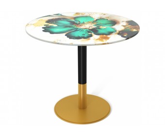 Стеклянный стол Sheffilton SHT-TU43/TT32 80 черный муар / золото / малахитово-зеленый