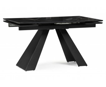 Стеклянный стол Торвальд 140(200)х80х77 обсидиан / черный