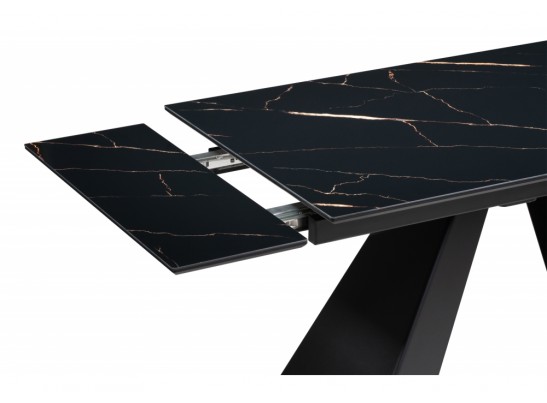 Стеклянный стол Торвальд 140(200)х80х77 обсидиан / черный в Каменске-Уральском