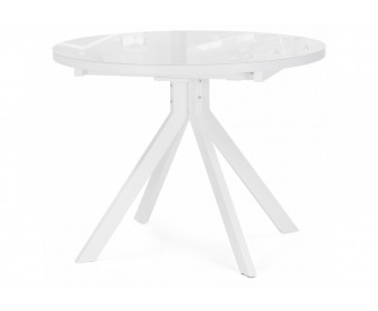 Стеклянный стол Веллор 110(145)х110х78 белый