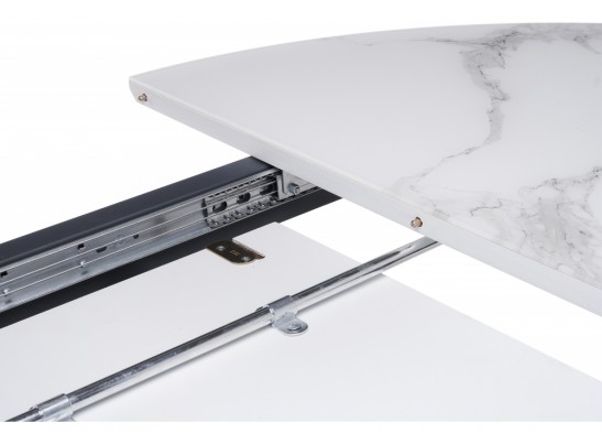 Стеклянный стол Венера 110(148)х110х77 графит / белый мрамор в Каменске-Уральском