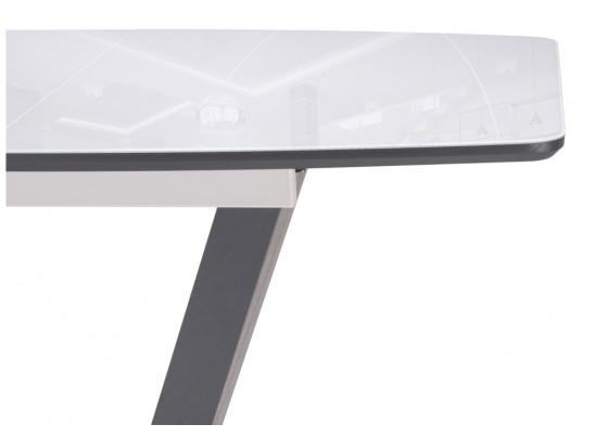 Стол на тумбе Петир 120(160)х80х75 ультра белый / гриджио / камень серый в Каменске-Уральском