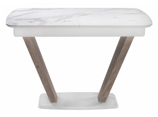 Стол на тумбе Петир 120(160)х80х75 белая шагрень / дуб с пилением в Каменске-Уральском