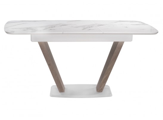 Стол на тумбе Петир 120(160)х80х75 белая шагрень / дуб с пилением в Каменске-Уральском