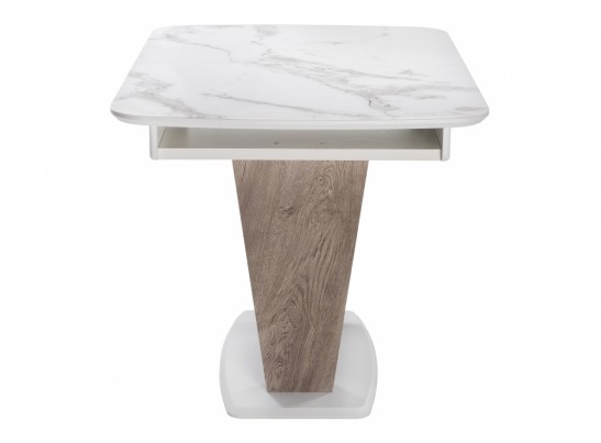 Стол на тумбе Петир 120(160)х80х75 белая шагрень / дуб с пилением в Каменске-Уральском