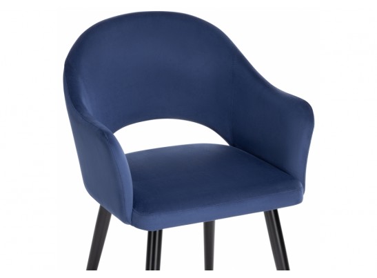 Стул на металлокаркасе Апри микровелюр темно-синий / черный глянец в Каменске-Уральском
