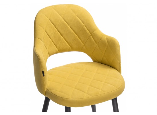 Стул на металлокаркасе Гутрид ромбы спереди горчичный / черный каркас в Каменске-Уральском