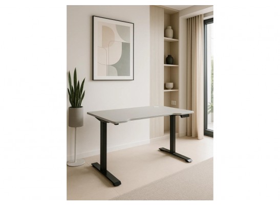 Компьютерный стол Маркос 140х80 светло-серый / черный в Каменске-Уральском