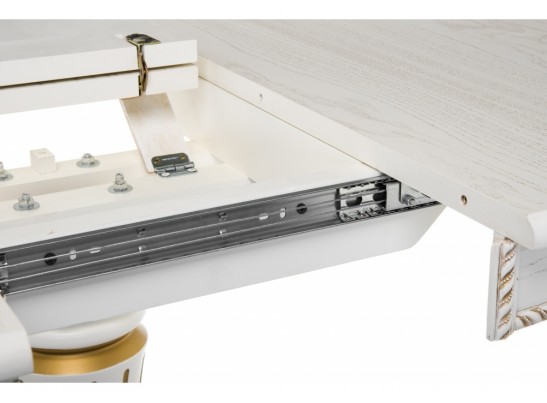 Деревянный стол Павия 100(130)х100х79 молочный с золотой патиной в Каменске-Уральском