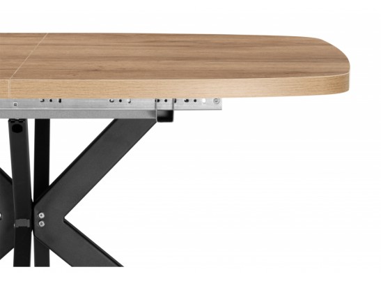 Деревянный стол Кортез 32 116(160)x77 раздвижной дуб табачный / черный в Каменске-Уральском