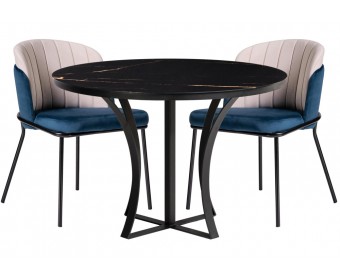 Обеденная группа Киол морской / кремовый / обсидиан / черный