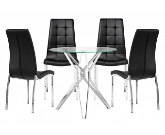 Обеденная группа Саито 80 black / chrome