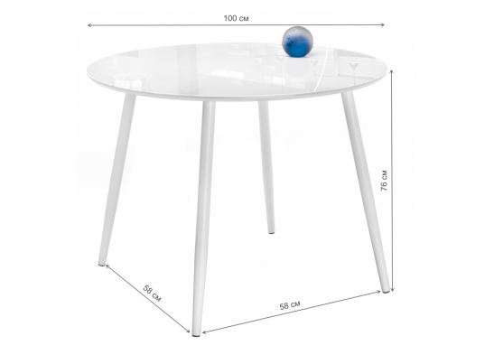 Стеклянный стол Анселм белый / белый в Каменске-Уральском