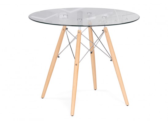 Стеклянный стол PT-151 80х76 clear glass / wood в Каменске-Уральском
