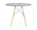 Стеклянный стол PT-151 80х76 clear glass / wood в Каменске-Уральском