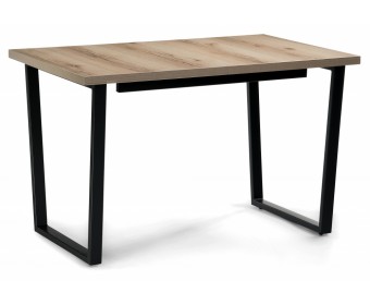 Стол раскладной Лота Лофт 120(160)х75х75 25 мм черный матовый / дуб делано светлый