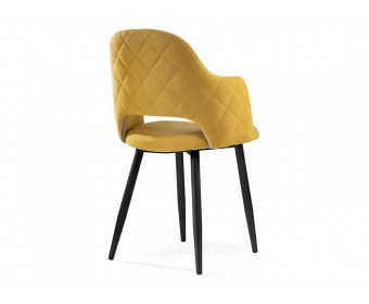Стул на металлокаркасе Гутрид прошивка ромбы сзади черный / горчичный