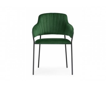 Стул на металлокаркасе Инклес темно-зеленый / черный глянец