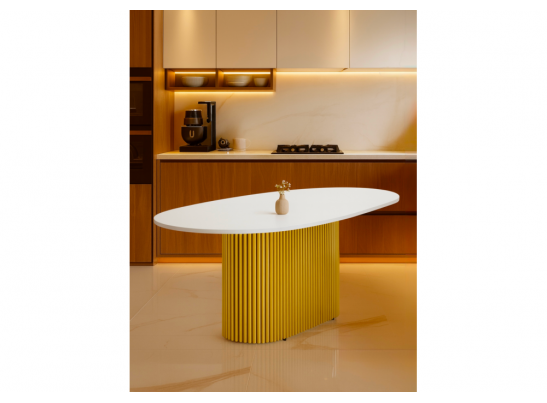 Деревянный стол Барон О 180 х 90 белая пленка шагрень / золотые ноги в Каменске-Уральском