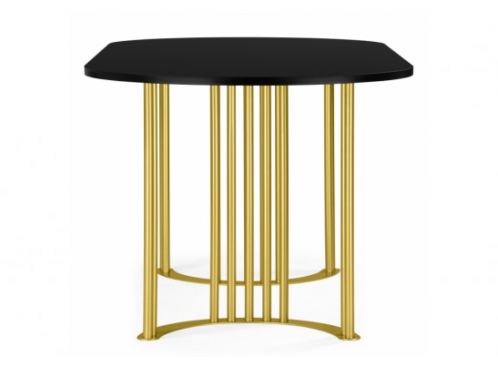 Деревянный стол Хьюго О 200 х 90 черная шагрень пленка / золотые ноги в Каменске-Уральском