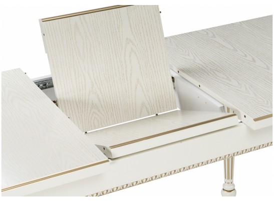 Деревянный стол Леджер 130(170)х75х77 слоновая кость / патина золото в Каменске-Уральском